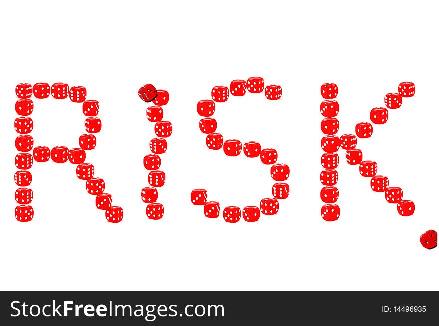 Red dice spelling out the word risk. Red dice spelling out the word risk.