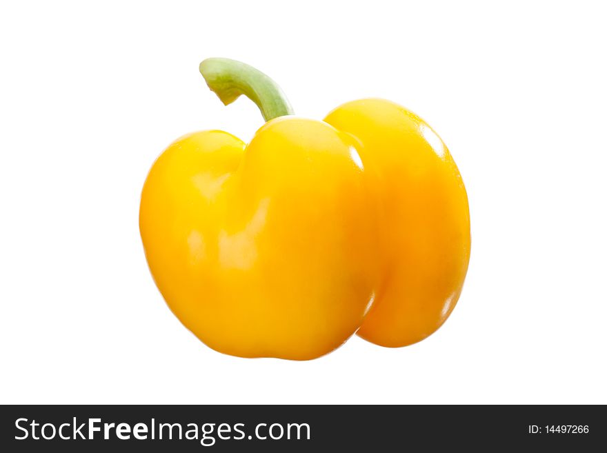 Isolated sweet yellow bell pepper (Capsicum annuum) on white background. Isolated sweet yellow bell pepper (Capsicum annuum) on white background.