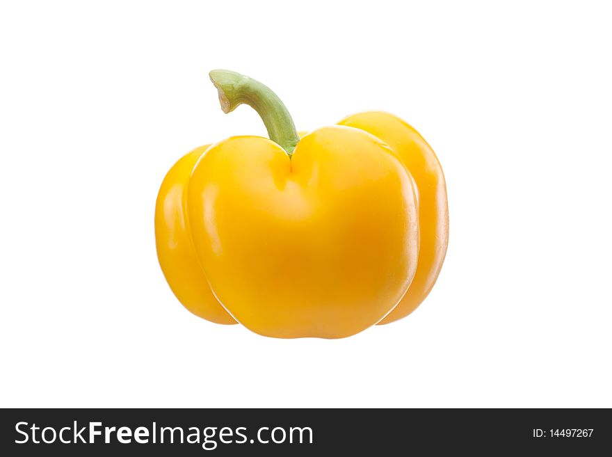 Isolated sweet yellow bell pepper (Capsicum annuum) on white background. Isolated sweet yellow bell pepper (Capsicum annuum) on white background.