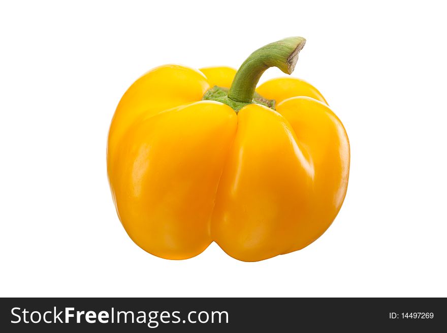 Isolated sweet yellow bell pepper (Capsicum annuum) on white background. Isolated sweet yellow bell pepper (Capsicum annuum) on white background.