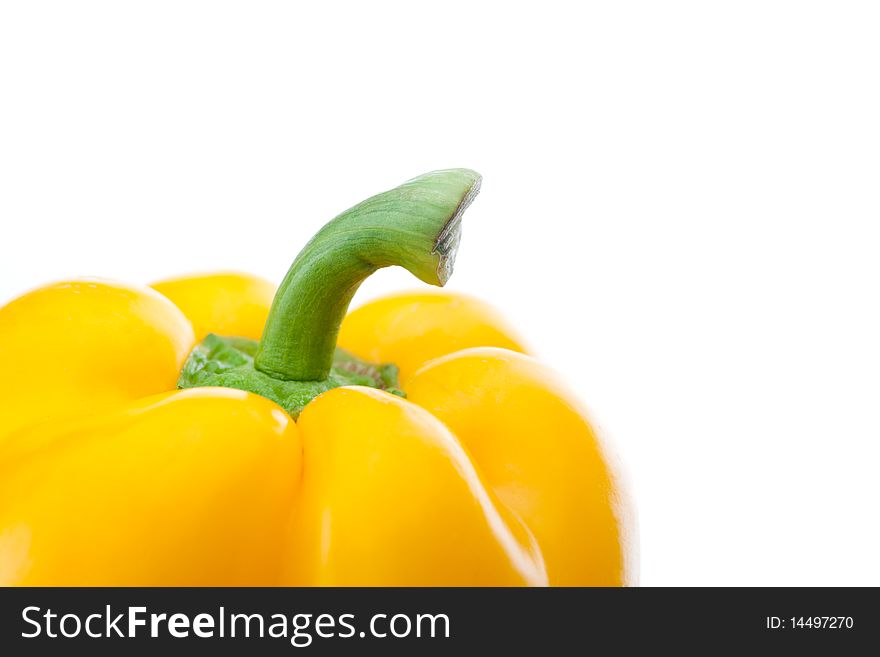 Isolated sweet yellow bell pepper (Capsicum annuum) on white background. Isolated sweet yellow bell pepper (Capsicum annuum) on white background.