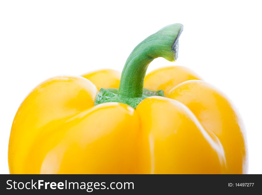 Isolated sweet yellow bell pepper (Capsicum annuum) on white background. Isolated sweet yellow bell pepper (Capsicum annuum) on white background.