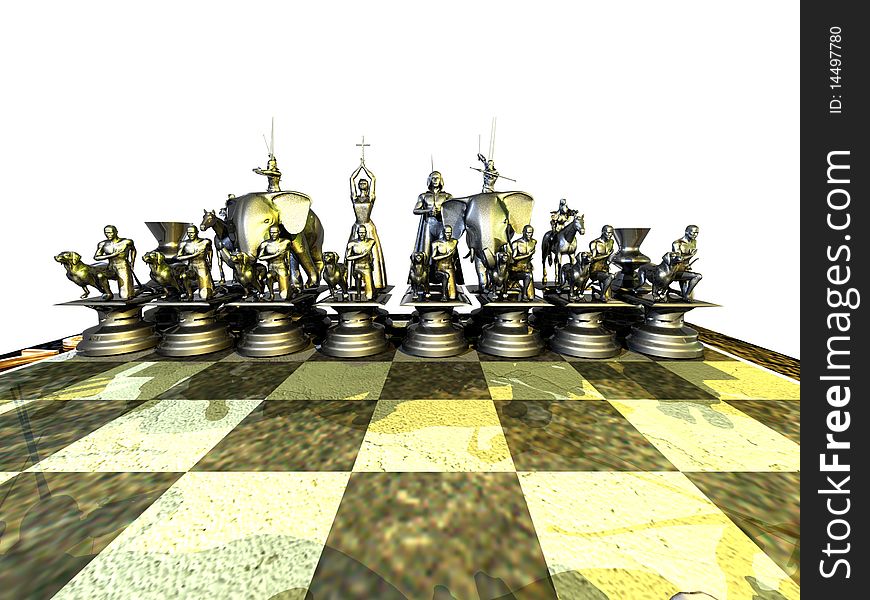 Chessboard with chessmen on the table. Chessboard with chessmen on the table