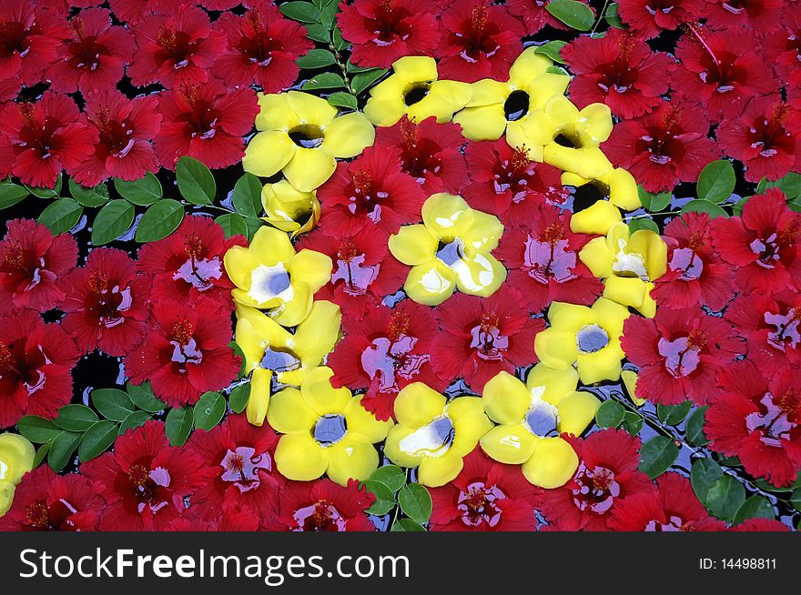 Beautiful Ornament with a variety of red and yellow Flowers. Beautiful Ornament with a variety of red and yellow Flowers
