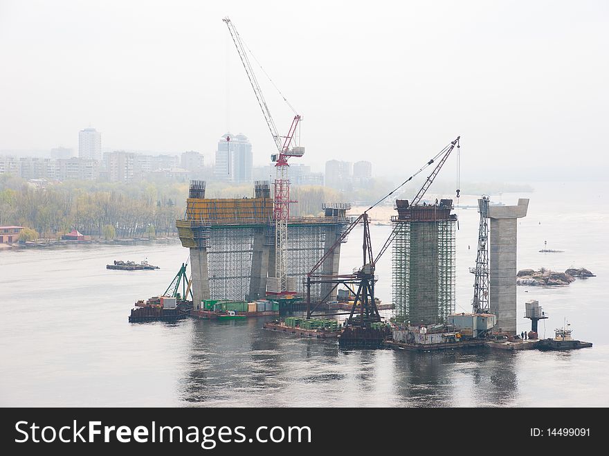 Construction of a bridge over the river