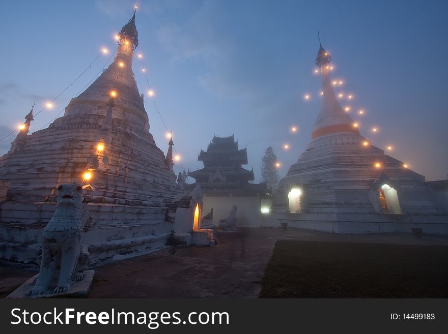 Stupa of buddha on morning background image