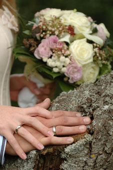 Hands, Rings And Bouquet Stock Photos Hands, Rings And Bouquet Stock Photos
