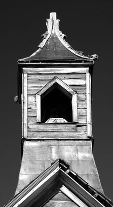 Old Wooden Church Steeple In Black And White Stock Photography Old Wooden Church Steeple In Black And White Stock Photography