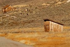 Two Deserted Wooden Structures In Old Mining Town Royalty Free Stock Photography Two Deserted Wooden Structures In Old Mining Town Royalty Free Stock Photography