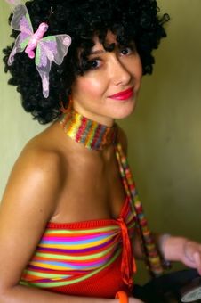Cute Curly Disco Girl Royalty Free Stock Photo Cute Curly Disco Girl Royalty Free Stock Photo