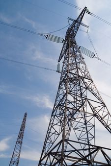 A Line Of High-voltage Transfers Stock Image A Line Of High-voltage Transfers Stock Image