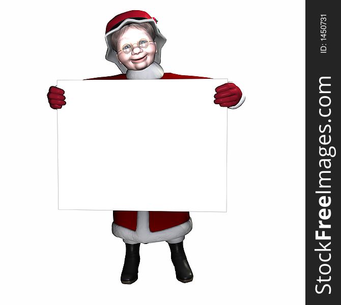 Mrs Claus holding a blank sign. Ready for you own text. Mrs Claus holding a blank sign. Ready for you own text.