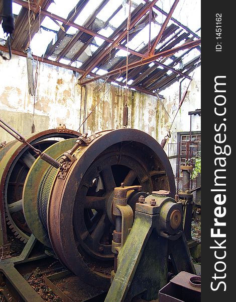 This is a lift winch for a elevator that decended into a nearby anthracite mine shaft. This is a lift winch for a elevator that decended into a nearby anthracite mine shaft