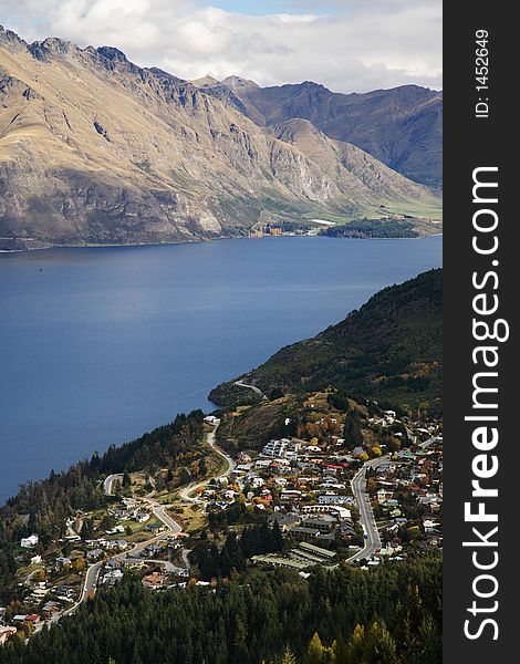 Lake and City View at Queenstown, NZ. Lake and City View at Queenstown, NZ