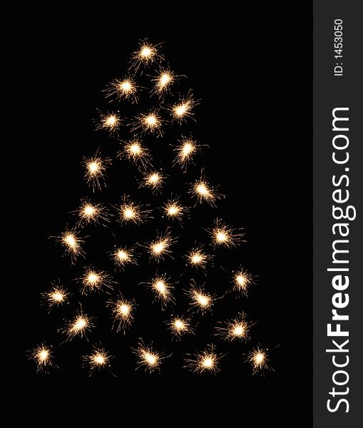 Sparkler christmas tree 2 on black background