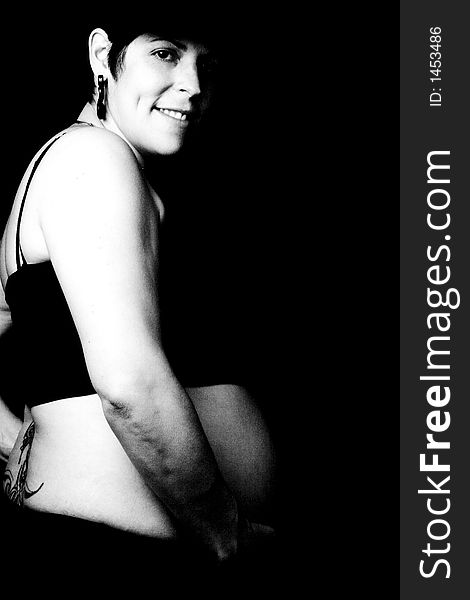 Pregnant Woman - Black And White High Contrast