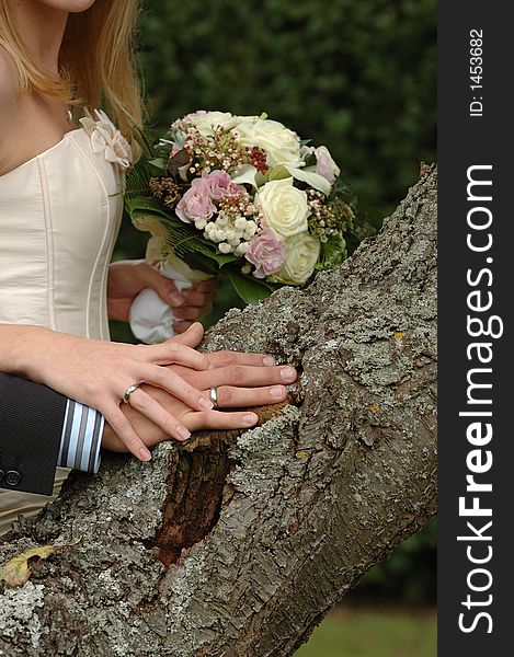 Hands, Rings And Bouquet