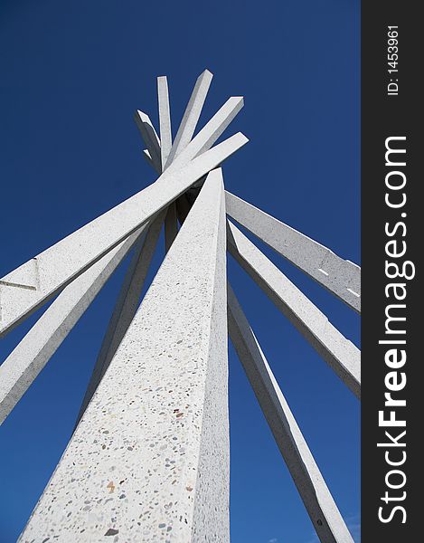 Wigwam abstract made of white stone - blue cloudless sky - format portrait. Wigwam abstract made of white stone - blue cloudless sky - format portrait