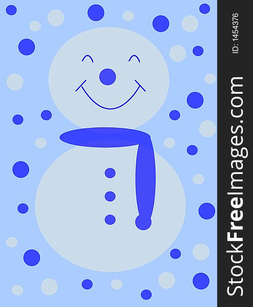 Simple blue snow man design. In the Christmas mood. Simple blue snow man design. In the Christmas mood