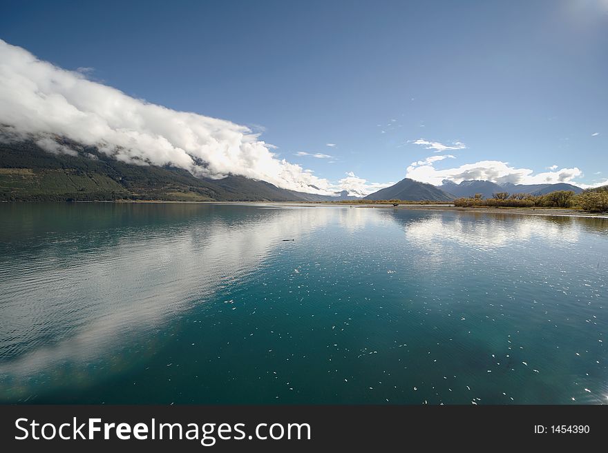 Stunning landscape of lake and mountains at New Zealand. Stunning landscape of lake and mountains at New Zealand