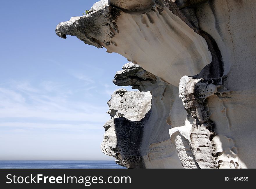 White Rock Formation In Front Of The Pacific Ocean, Sydney Australia. White Rock Formation In Front Of The Pacific Ocean, Sydney Australia