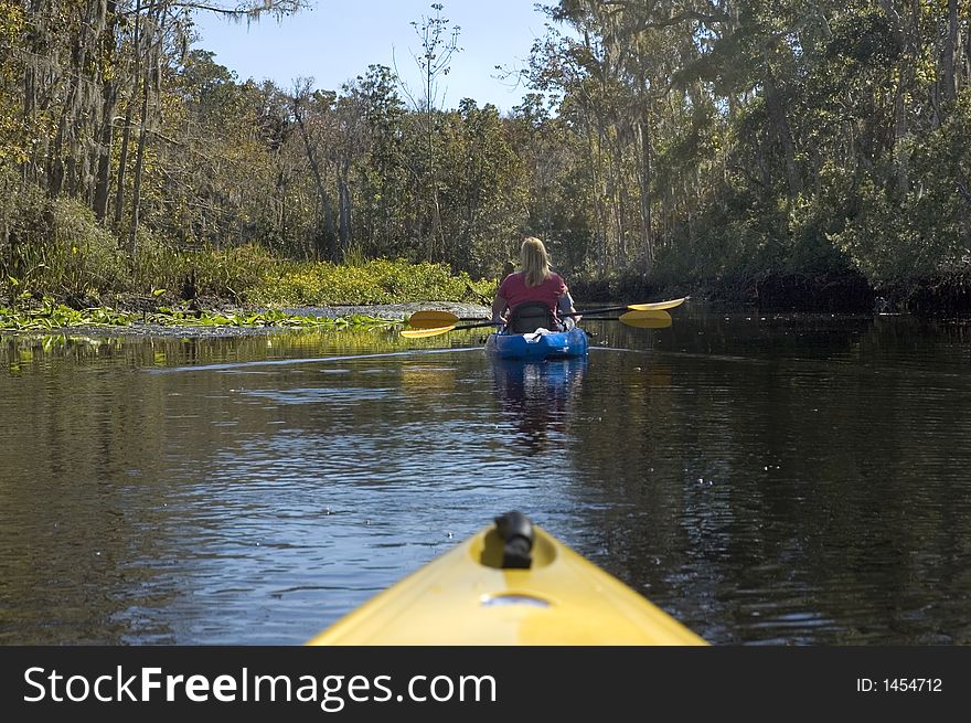 Kayaking the creek near the Suwannee River, Suwannee, Florida