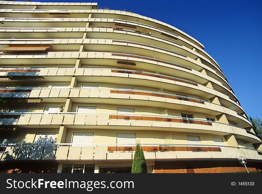 Modern appartment building with wide balconies in France. Modern appartment building with wide balconies in France.