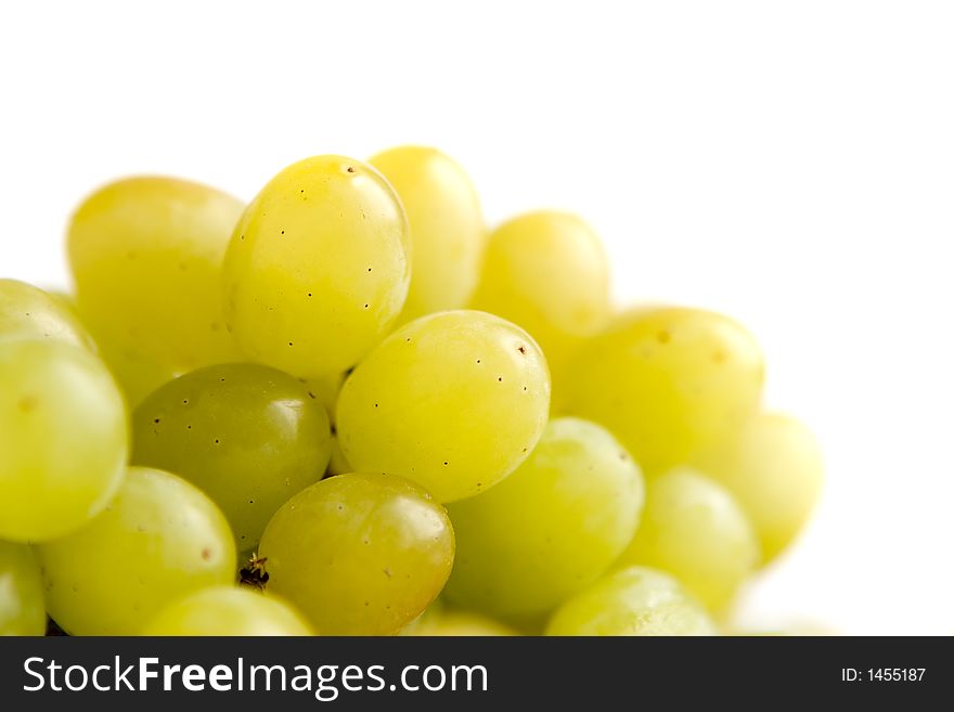 Green ripe grape isolated over white. Green ripe grape isolated over white