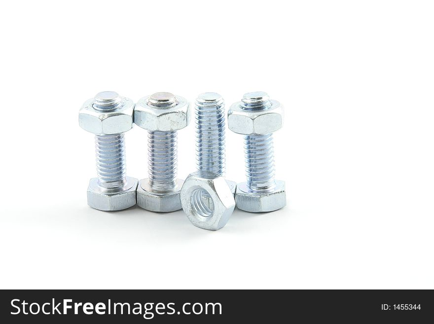 Nuts and Bolts on a white background