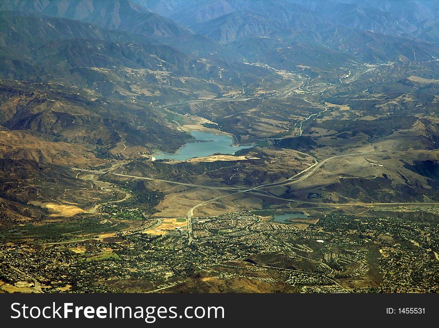 Reservoir in mountain area, Los Angeles bassin