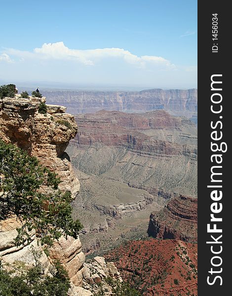 Grand Canyon Overlook With People On Ledge