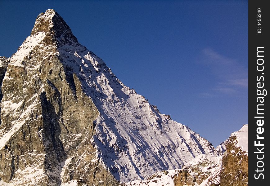 View of the north side of the Mount Cervino from the top of Plateau Rosà
