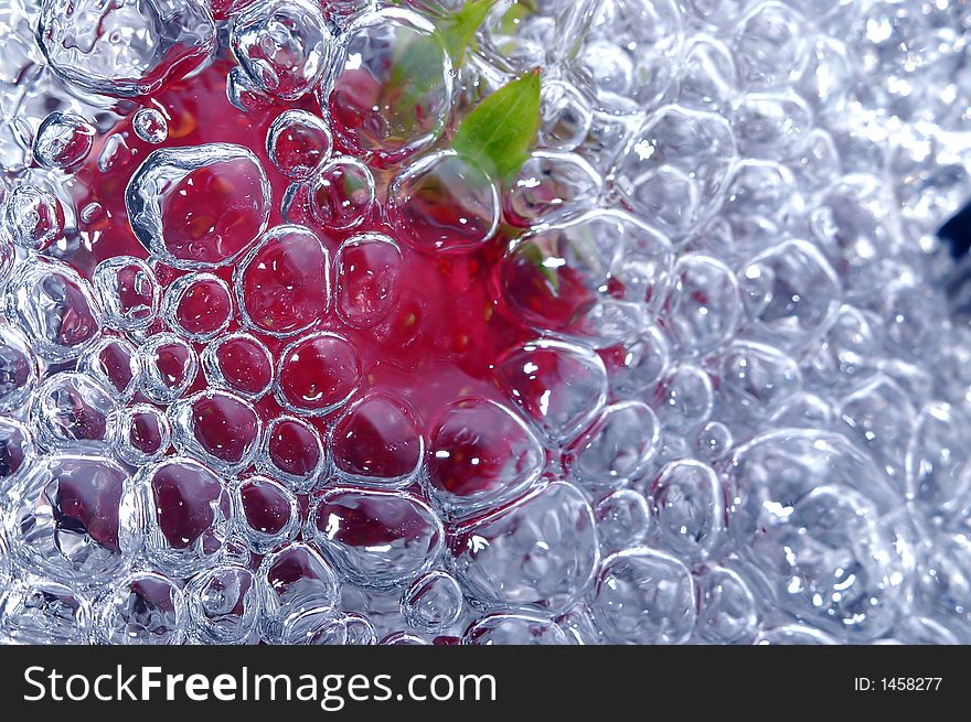 Fresh strawberry in cold water. Fresh strawberry in cold water