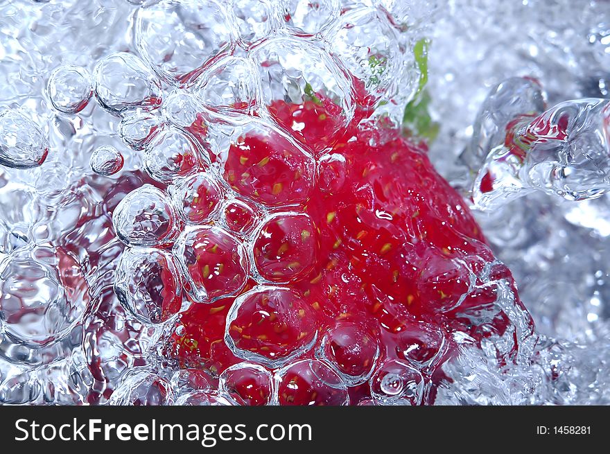 Fresh strawberry in cold water. Fresh strawberry in cold water