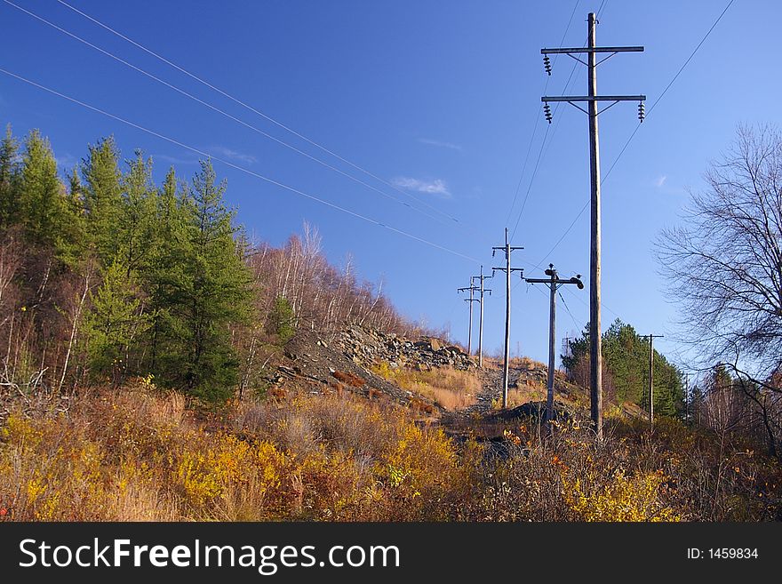 Power Lines In Rural Area