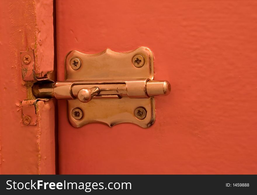 Old hause, old metal door catch. lock