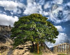 Mountain With Ancient Buildings Royalty Free Stock Photos Mountain With Ancient Buildings Royalty Free Stock Photos