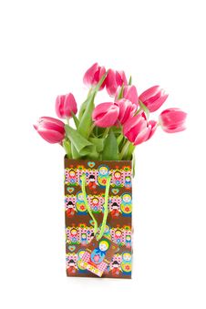 A Bouquet Of Dark Pink Tulips Stock Photography A Bouquet Of Dark Pink Tulips Stock Photography