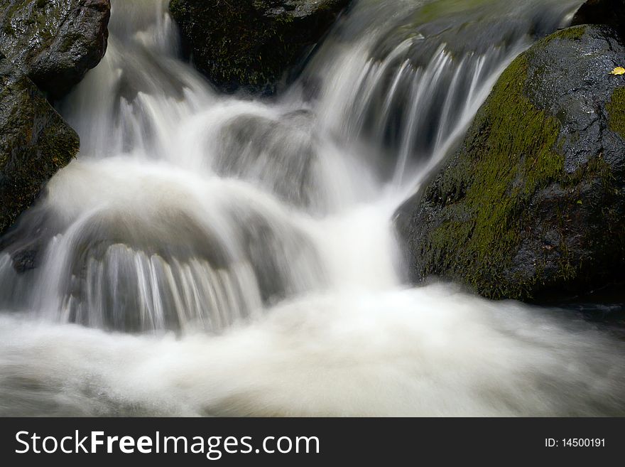 Waterfall on the rocks.