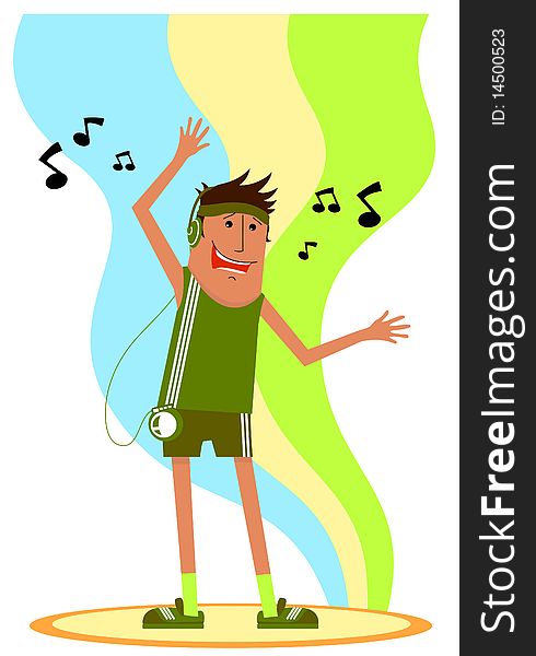 The cheerful dancer. Vector illustration