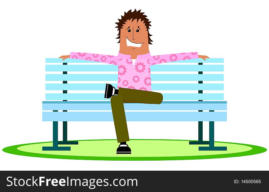 The guy on bench. Vector illustration