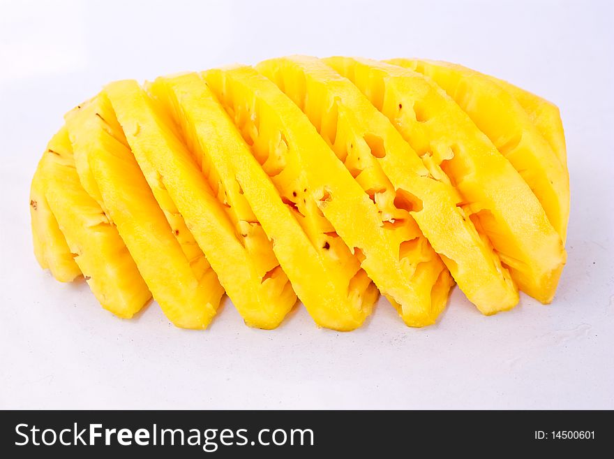 A sheet of pineapple on white background