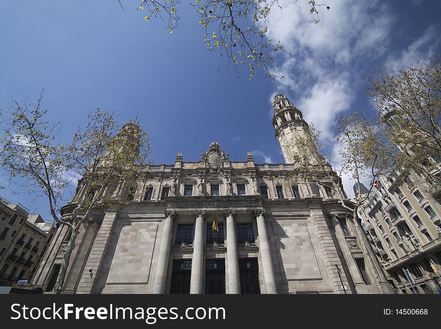 Central and historic building in Barcelona post. Central and historic building in Barcelona post