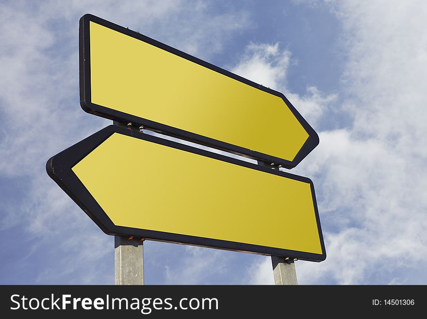 Directional road sign digitally modified to allow the writing of any other message