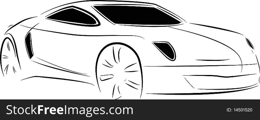 Sketch of a car illustrated on white background. Sketch of a car illustrated on white background.
