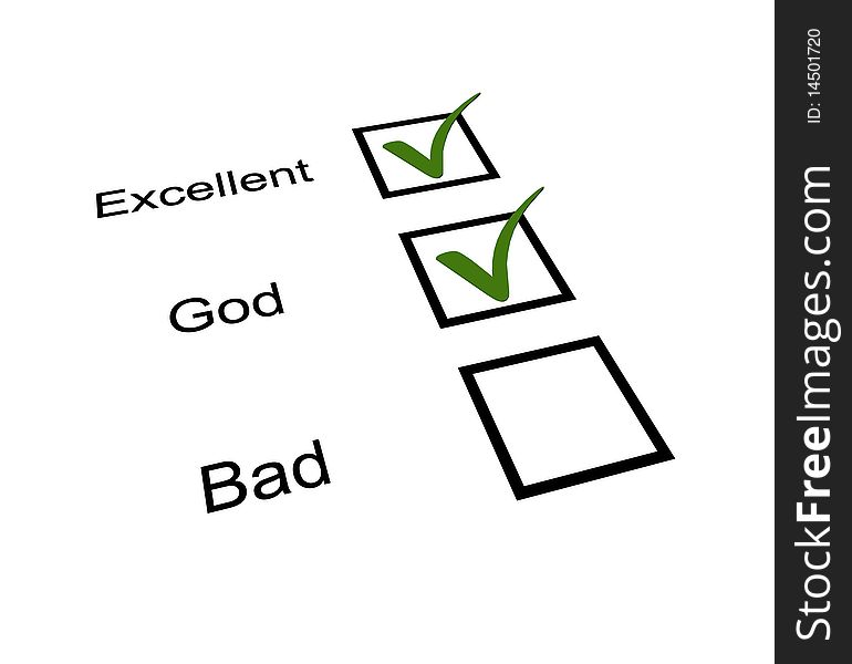 Checklist excellent and god tick in white background