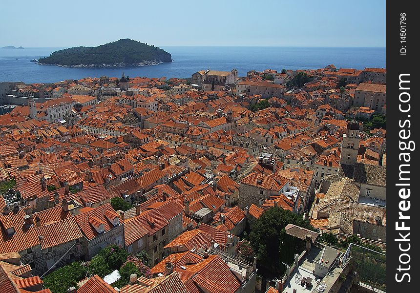 Croatia Coast, the roofs of European city, Dubrovnik