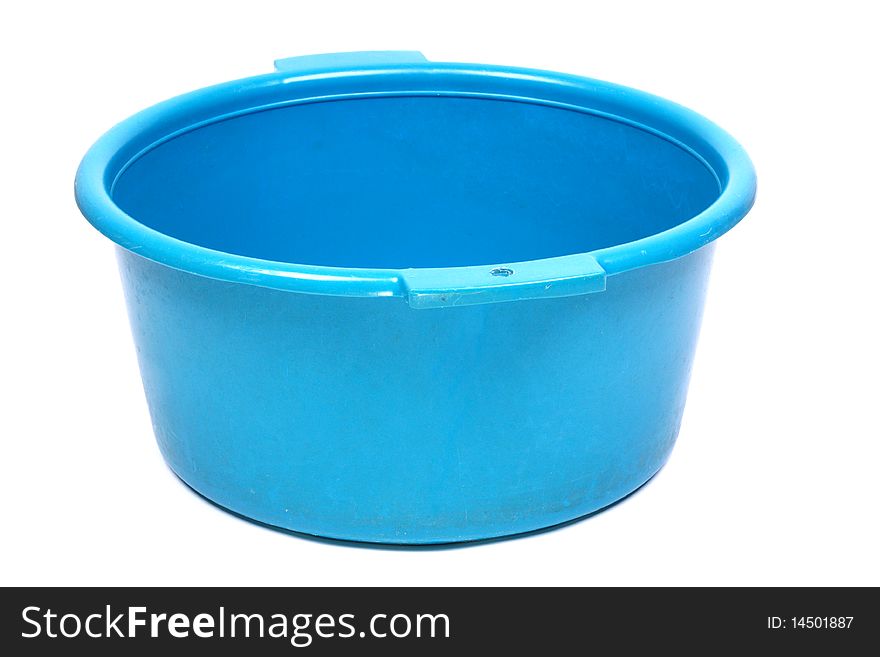 Blue washbowl. Isolated on a white background