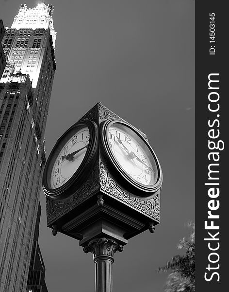 An antique clock in New York City. An antique clock in New York City