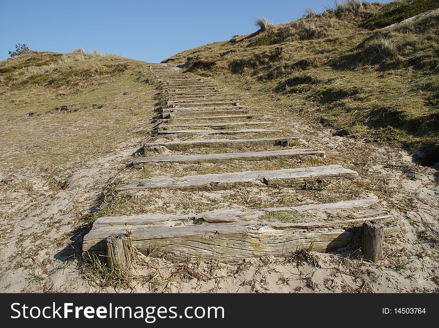 A stairway in the dunes of texel, the Netherlands. A stairway in the dunes of texel, the Netherlands